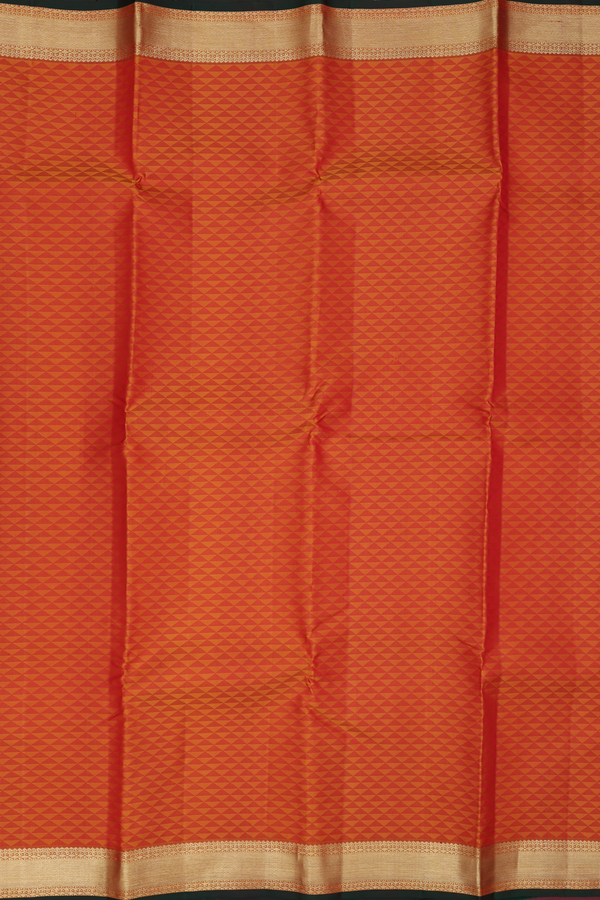 Kanchipuram Silk Saree In Orange With Jacquard Pattern