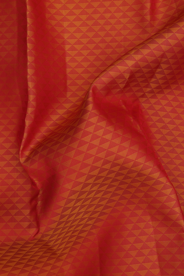 Kanchipuram Silk Saree In Orange With Jacquard Pattern