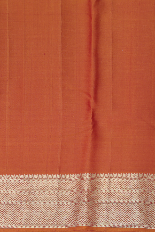 Kanchipuram Silk Saree In Brown Along Stripes With Buttas