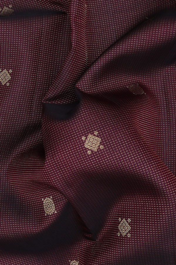 Kanchipuram Silk Saree In Brown Along Stripes With Buttas
