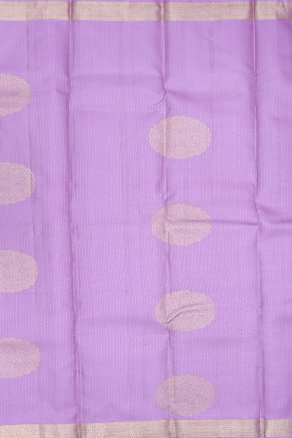 Kanchipuram Silk Saree In Lilac Along Stripes With Motifs