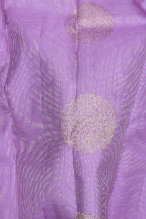 Kanchipuram Silk Saree In Lilac Along Stripes With Motifs