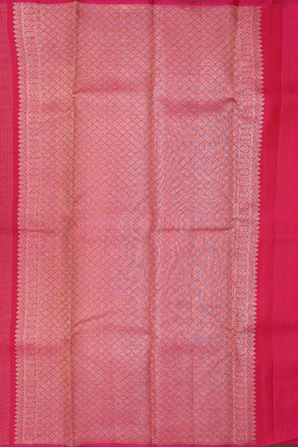 Kanchipuram Silk Saree In Rani Pink Along Stripes With Motifs