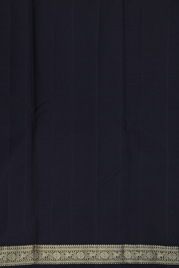 Kanchipuram Silk Saree In Black With Peacock Motifs