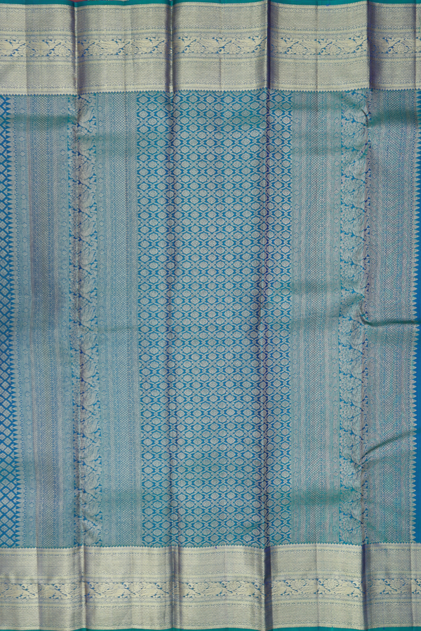 Kanchipuram Silk Saree In Teal Blue With Brocade Design