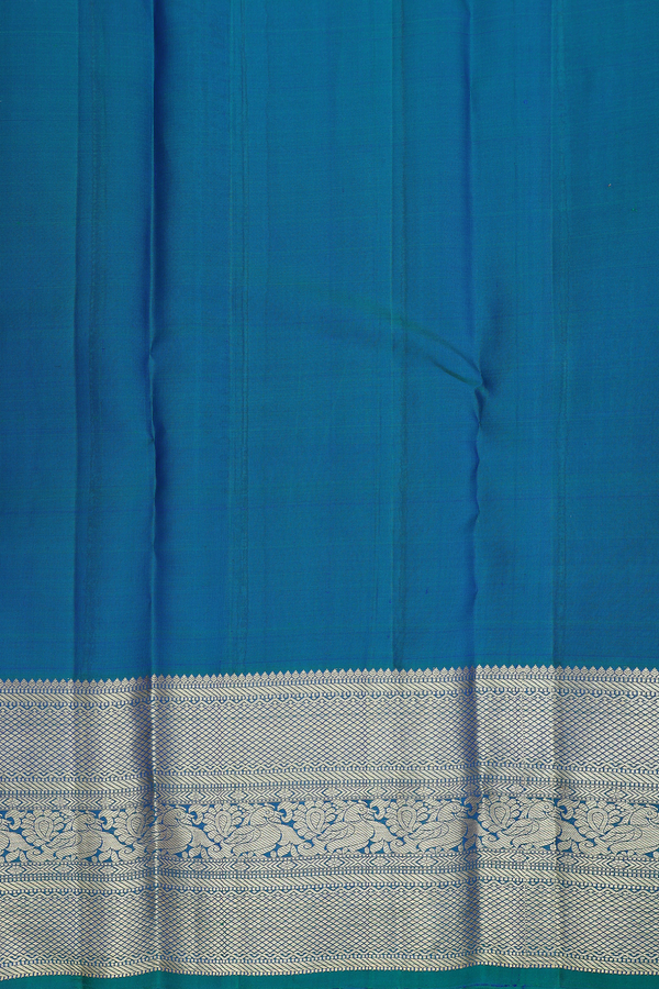 Kanchipuram Silk Saree In Teal Blue With Brocade Design