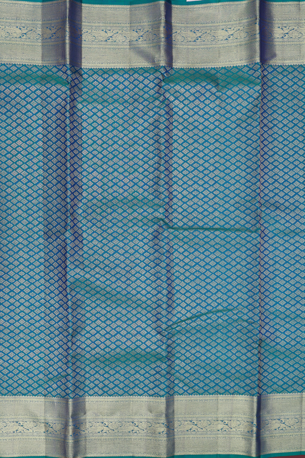 Kanchipuram Silk Saree In Teal Blue With Brocade Design