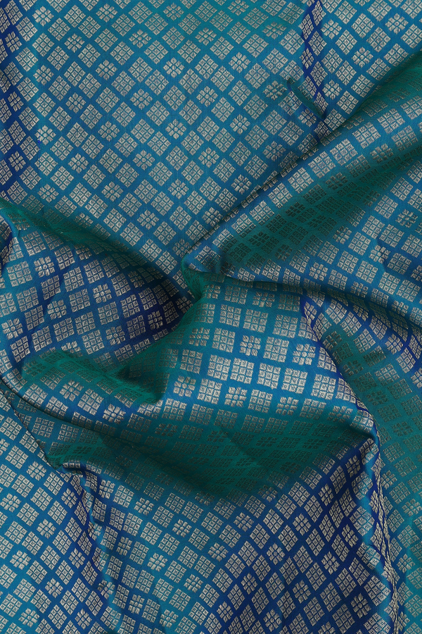 Kanchipuram Silk Saree In Teal Blue With Brocade Design