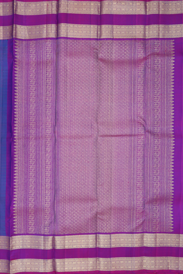 Kanchipuram Silk Saree In Peacock Blue With Peacock Buttas