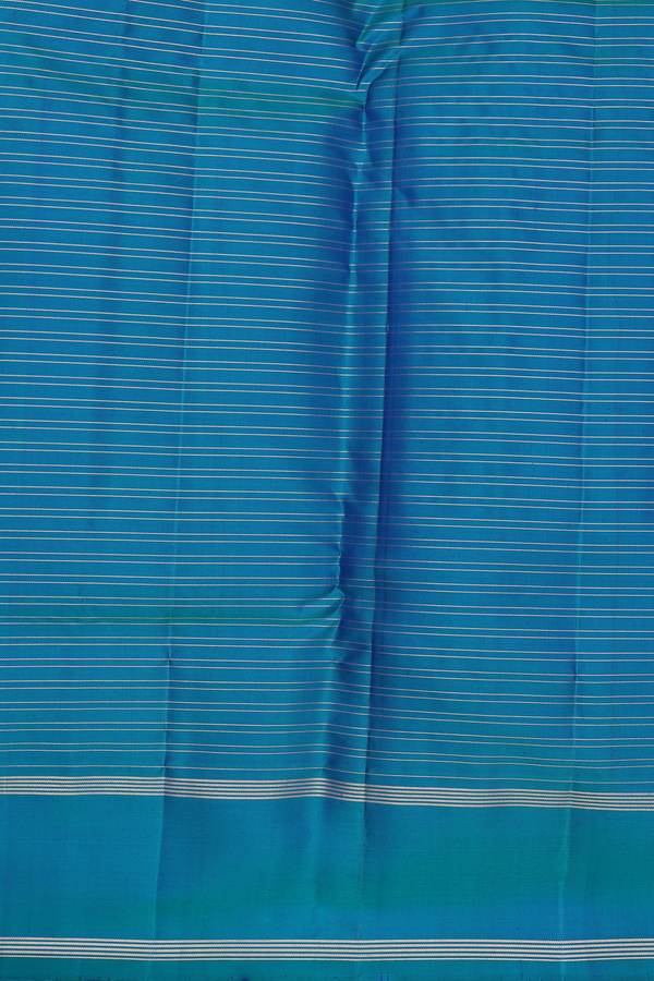 Kanchipuram Silk Saree In Teal Blue With Checks Design