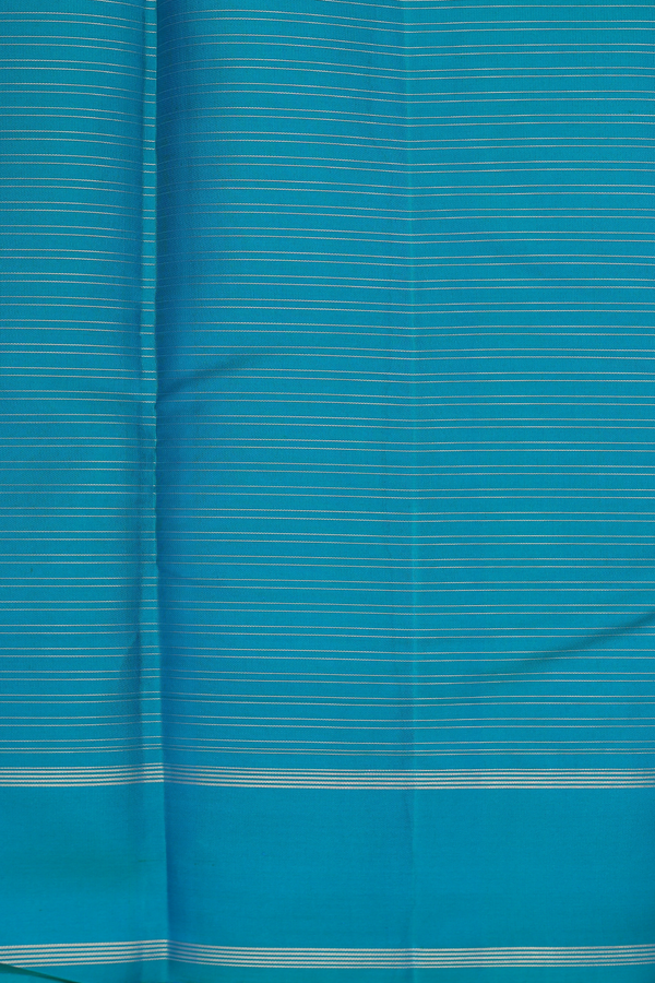 Kanchipuram Silk Saree In Greenish Blue With Checks Design