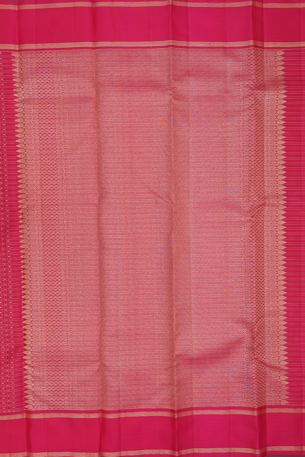 Kanchipuram Silk Saree In Rani Pink With Checks Design