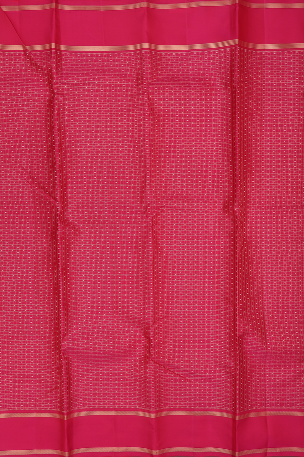 Kanchipuram Silk Saree In Rani Pink With Checks Design