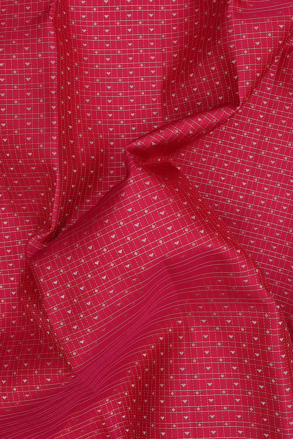 Kanchipuram Silk Saree In Rani Pink With Checks Design