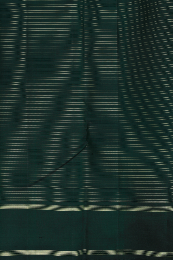 Kanchipuram Silk Saree In Forest Green With Checks Design