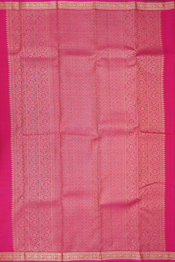 Kanchipuram Silk Saree In Rani Pink With Peacock Motifs