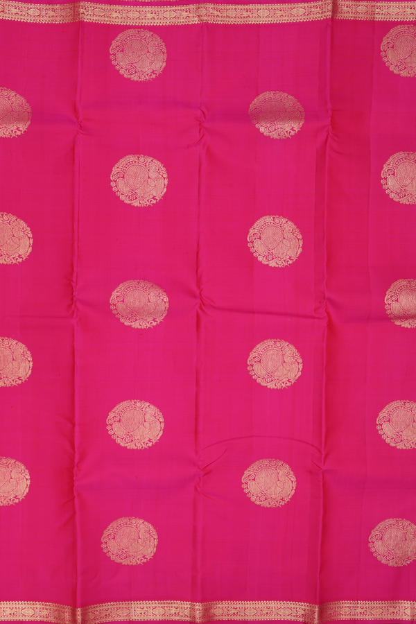 Kanchipuram Silk Saree In Rani Pink With Peacock Motifs