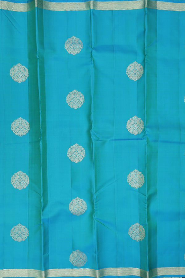 Kanchipuram Silk Saree In Dual Tone With Peacock Motifs