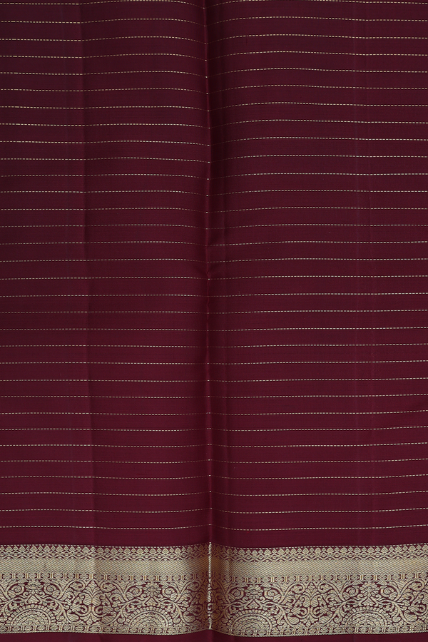 Kanchipuram Silk Saree In Brown Along Stripes With Buttas