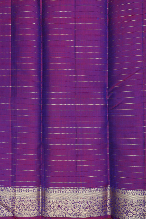 Kanchipuram Silk Saree In Dual Tone Along Stripes With Motifs