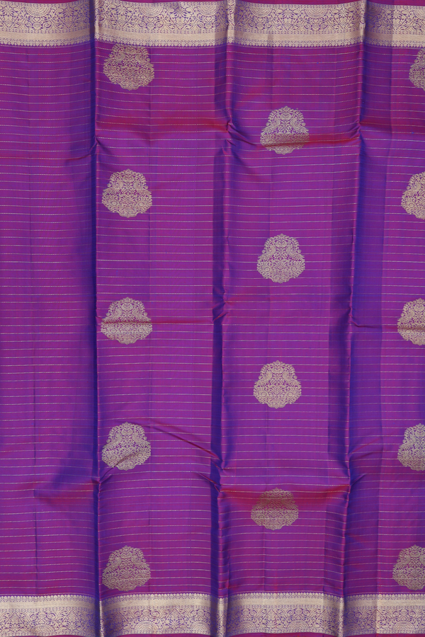 Kanchipuram Silk Saree In Dual Tone Along Stripes With Motifs
