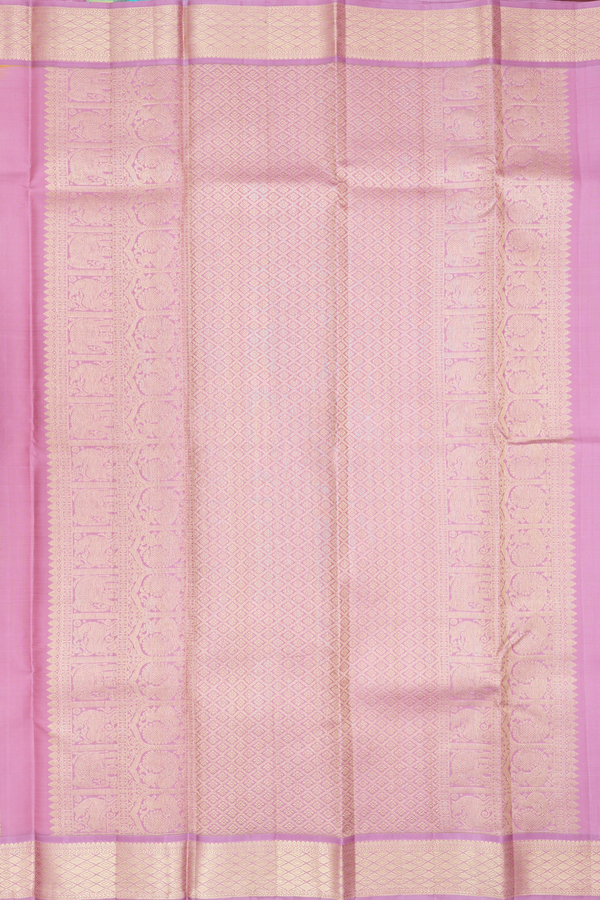 Kanchipuram Silk Saree In Yellow With Chakram Buttas