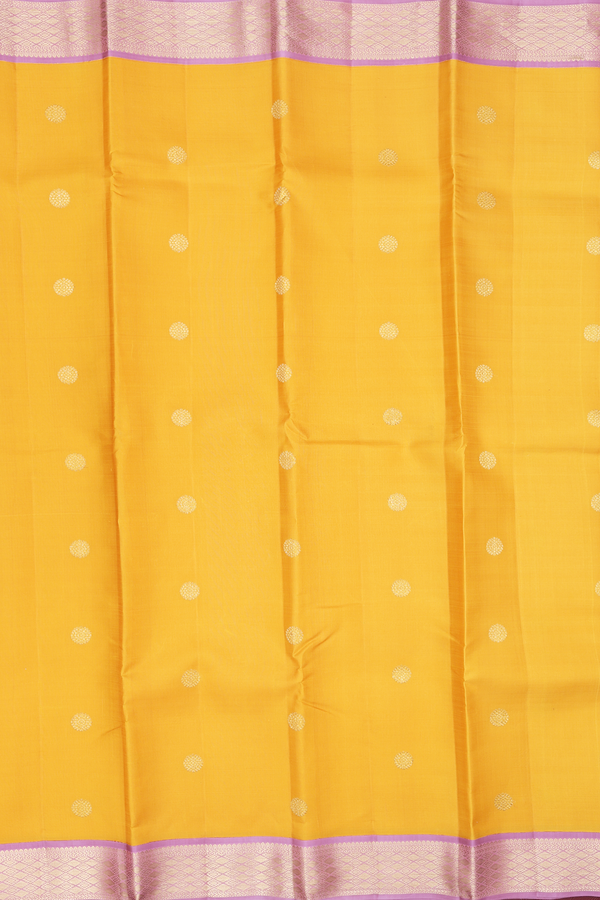 Kanchipuram Silk Saree In Yellow With Chakram Buttas