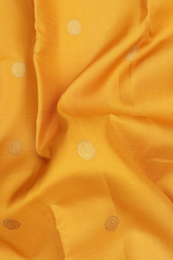 Kanchipuram Silk Saree In Yellow With Chakram Buttas