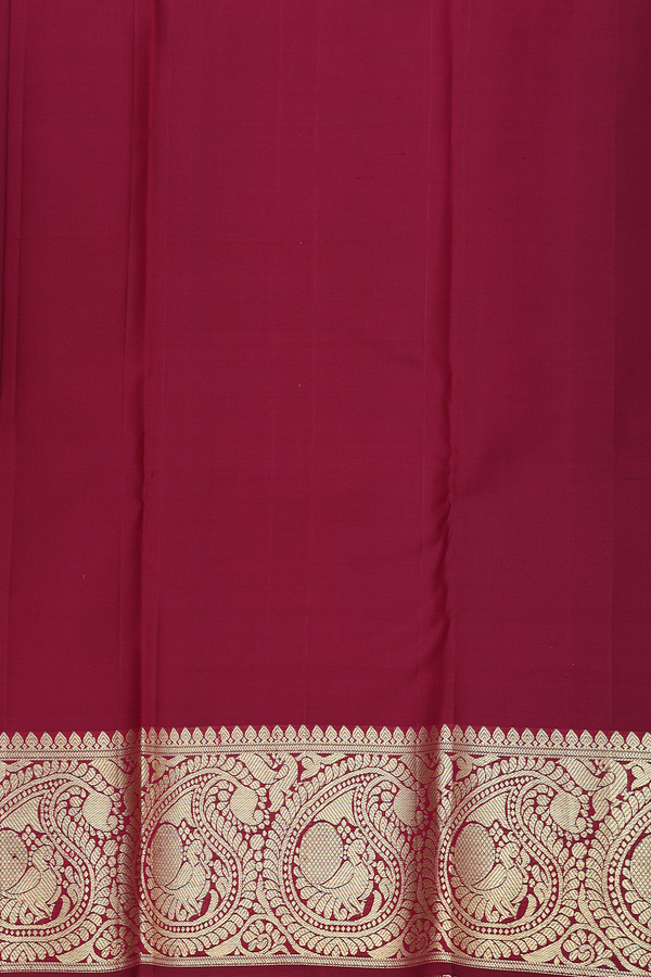 Kanchipuram Silk Saree In Maroon With Peacock Buttas