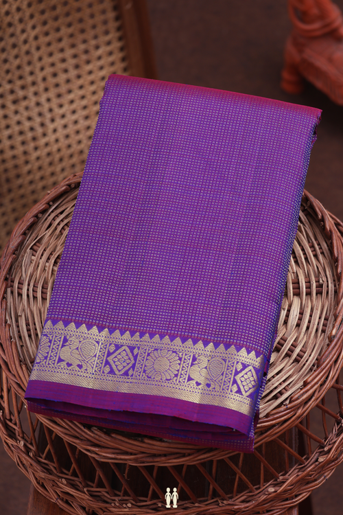 Kanchipuram Silk Saree In Purple With Stripes Design