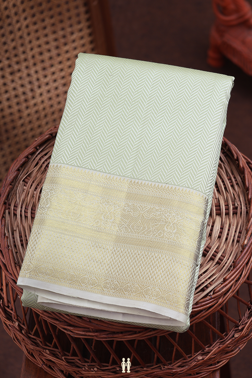 Kanchipuram Silk Saree In Sage Green With Jacquard Pattern
