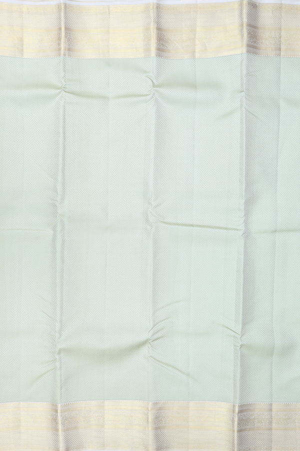 Kanchipuram Silk Saree In Sage Green With Jacquard Pattern
