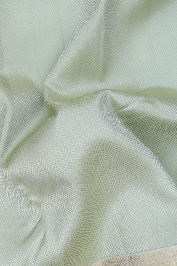 Kanchipuram Silk Saree In Sage Green With Jacquard Pattern
