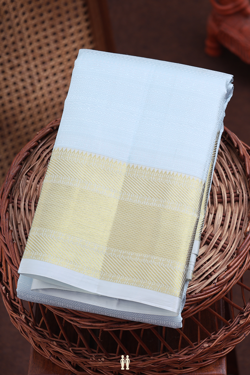 Kanchipuram Silk Saree In Light Blue With Jacquard Pattern
