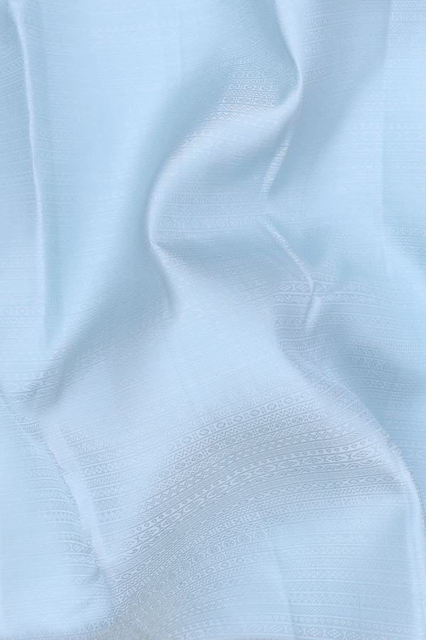 Kanchipuram Silk Saree In Light Blue With Jacquard Pattern