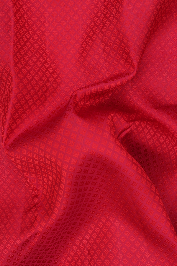 Kanchipuram Silk Saree In Red With Jacquard Pattern