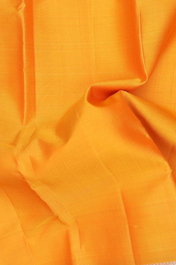 Kanchipuram Silk Saree In Yellow With Contrast Border