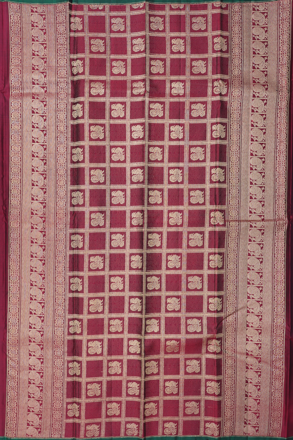 Kanchipuram Silk Saree In Black With Peacock Buttas