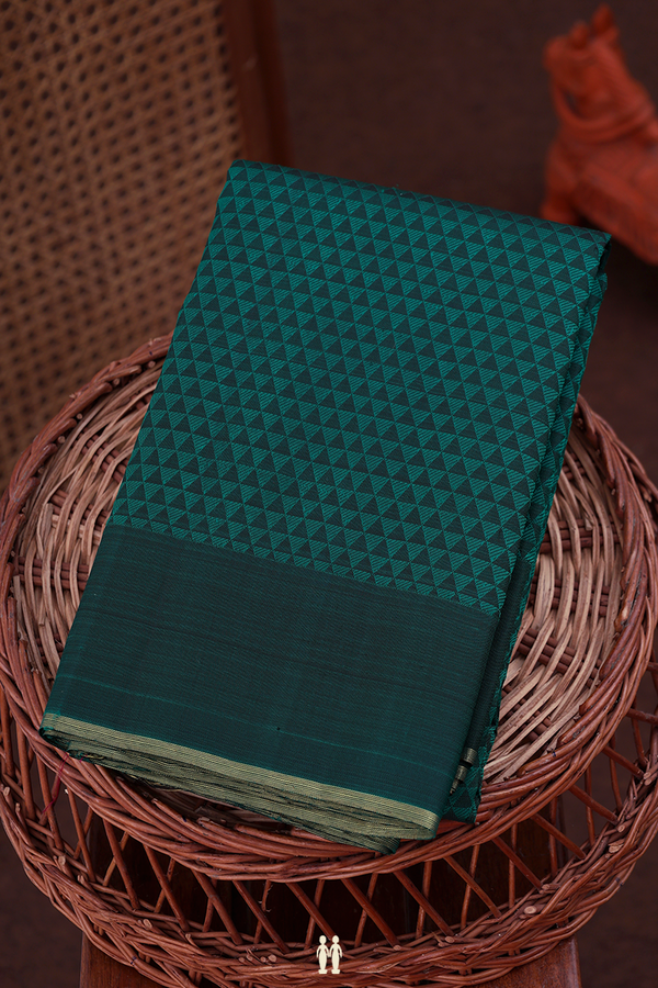 Kanchipuram Silk Saree In Dark Green With Jacquard Pattern