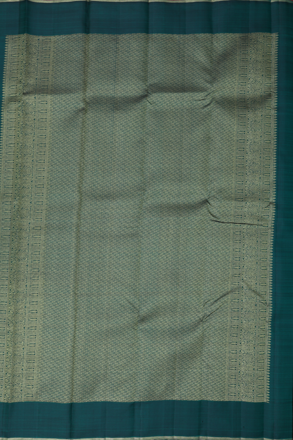 Kanchipuram Silk Saree In Dark Green With Jacquard Pattern