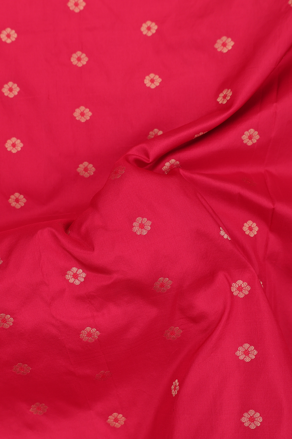 Paithani Silk Saree In Chilli Red With Floral Buttas