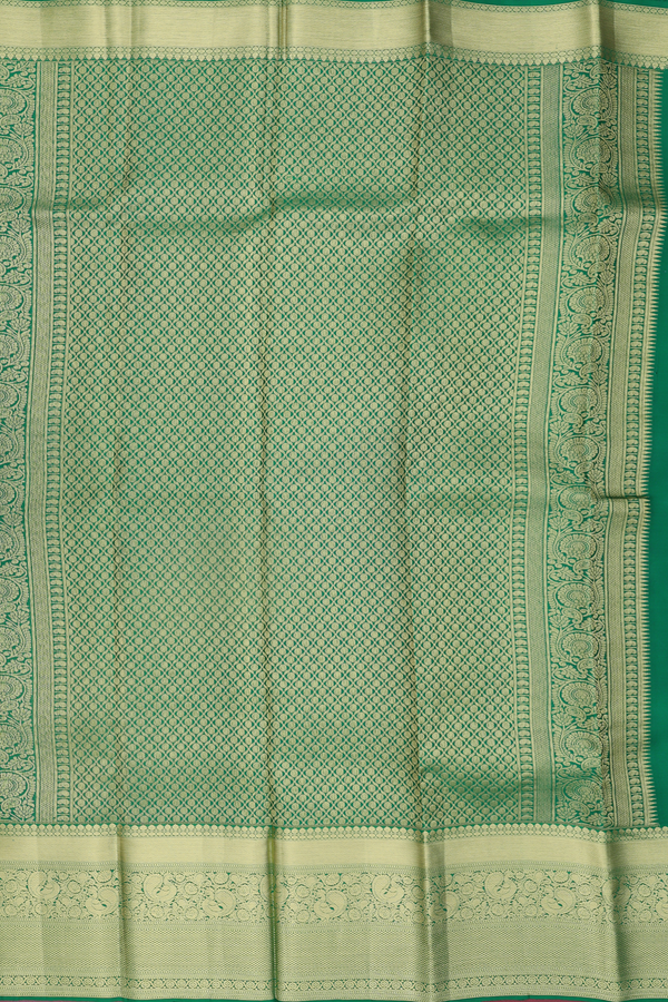 Kanchipuram Silk Saree In Emerald Green With Brocade Design