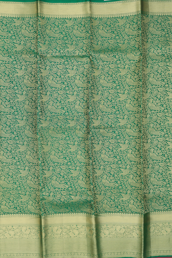 Kanchipuram Silk Saree In Emerald Green With Brocade Design