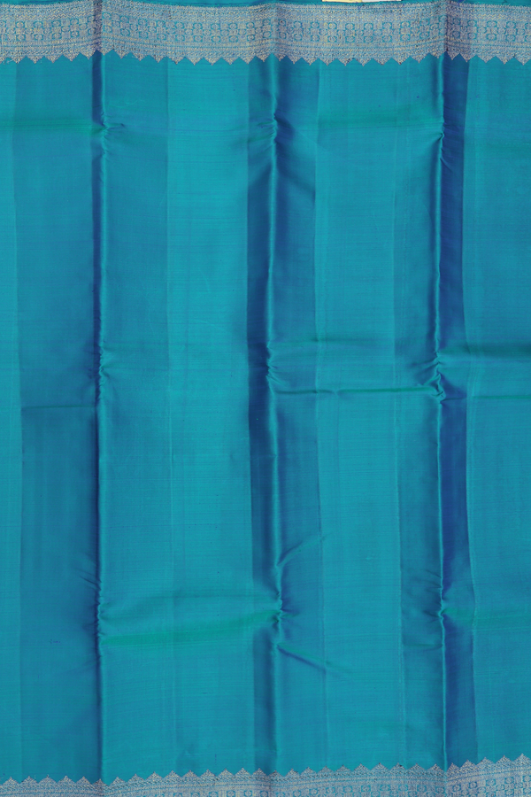 Kanchipuram Silk Saree In Cerulean Blue With Zari Border