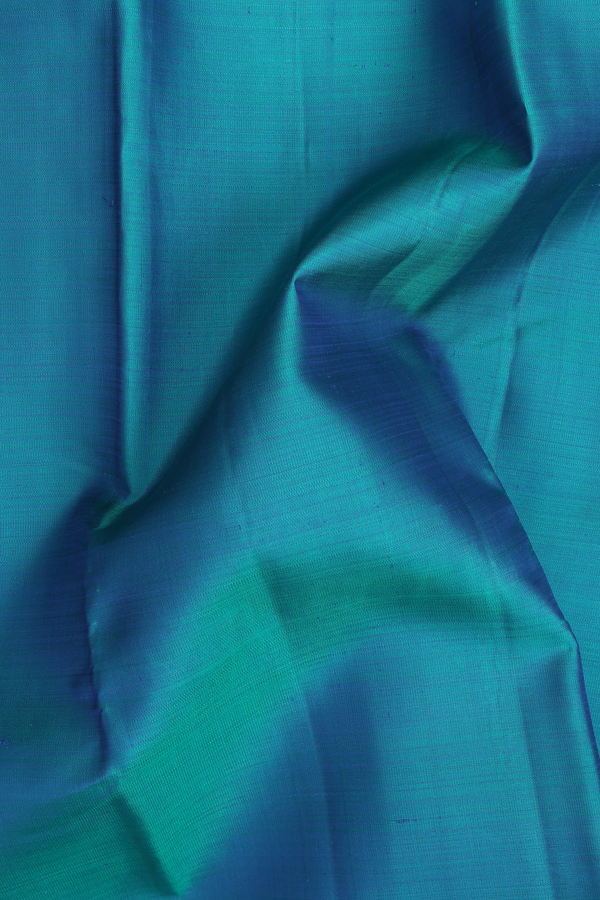 Kanchipuram Silk Saree In Cerulean Blue With Zari Border