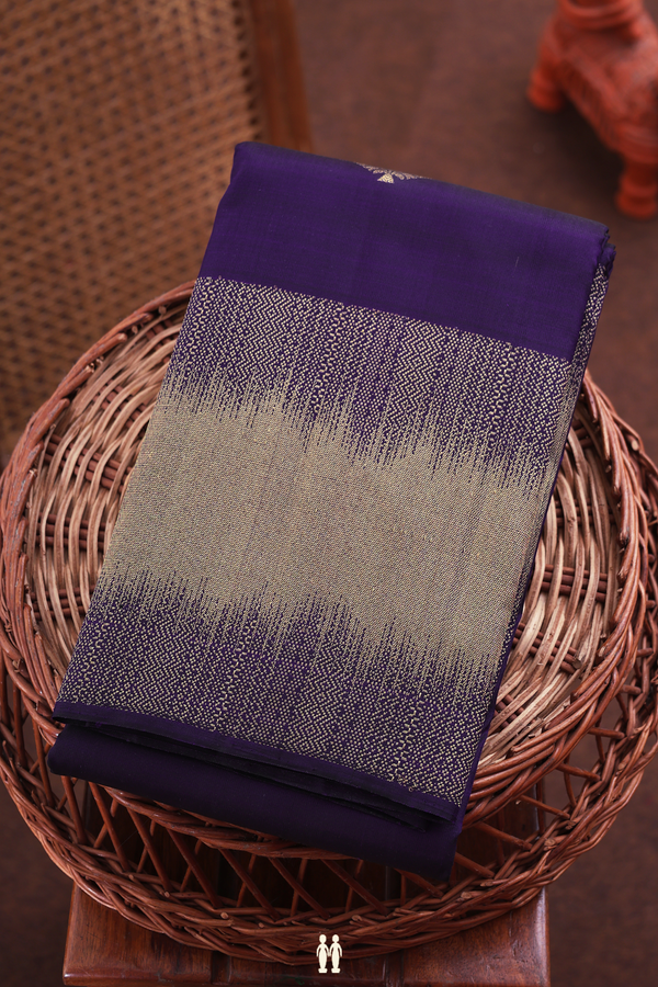 Kanchipuram Silk Saree In Regal Purple With Floral Motifs