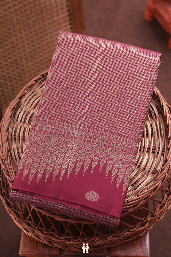Kanchipuram Silk Saree In Crimson Red With Brocade Design