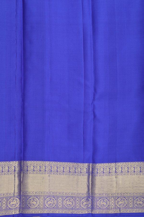 Kanchipuram Silk Saree In Indigo Blue With Paisley Buttas