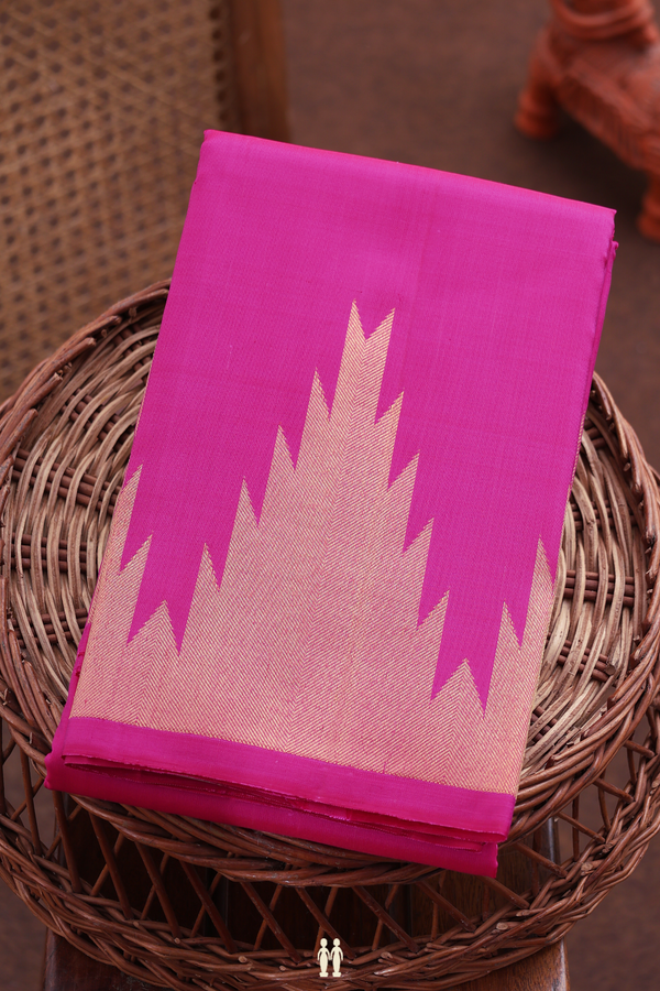 Kanchipuram Silk Saree In Plain Magenta With Temple Border