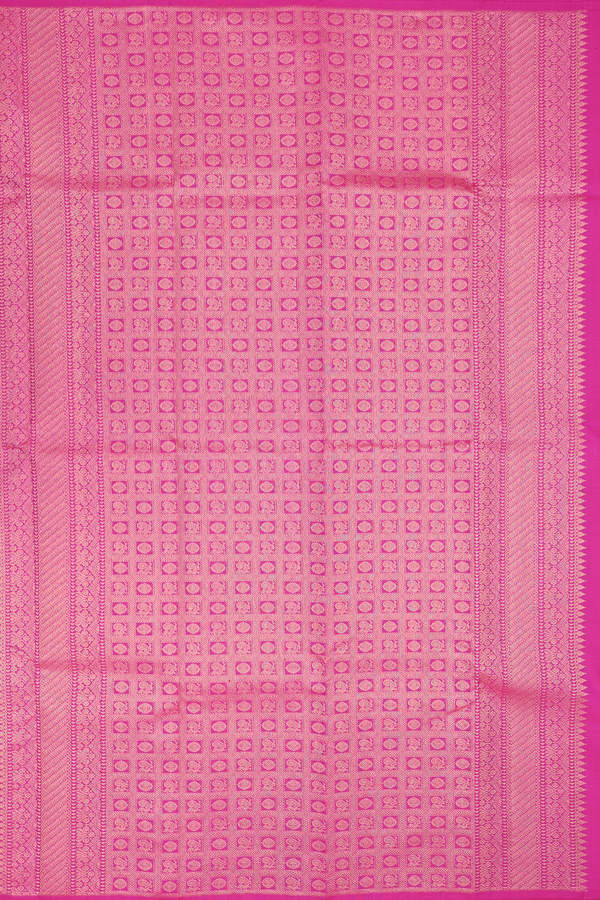 Kanchipuram Silk Saree In Plain Magenta With Temple Border